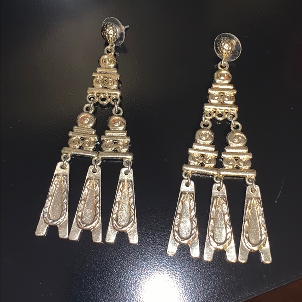 Vintage: Pyramid Shape Silver Post Earrings